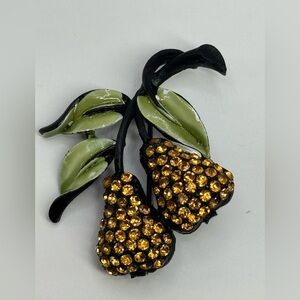 Jonette Jewelry double Pear and enamel Brooch